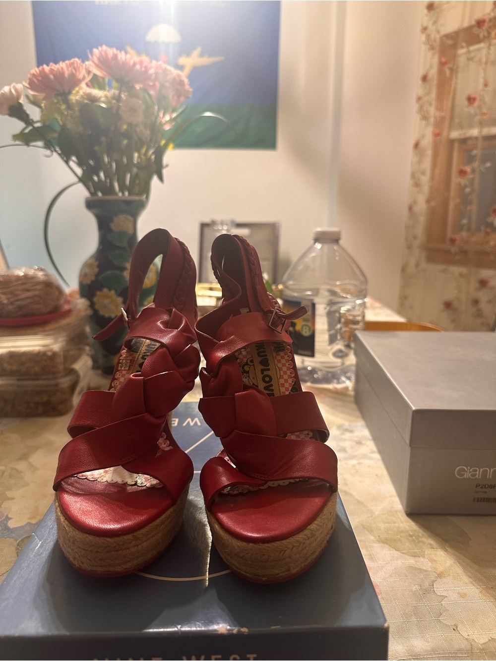 Harajuku Lovers Red Strappy Platform Wedge Sandals
